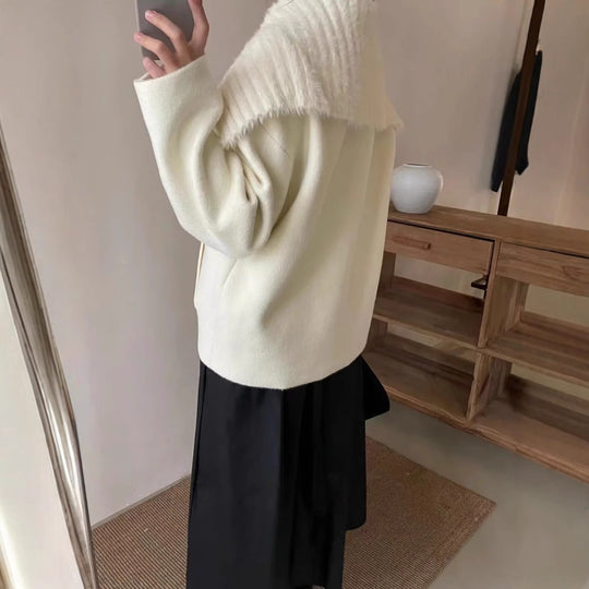 Damen Kuschelige Fleecejacke mit breitem Kragen R&B