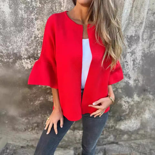Damen modische Cardigan mit auffälligen Glockenärmeln und lockerer Passform R&B