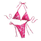Damen Triangel-Bikini mit floralen Mustern und feinen BindR&Bändern R&B