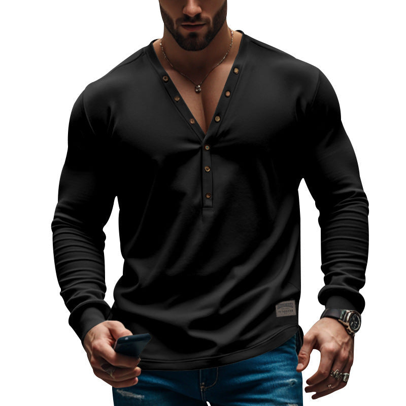 Herren Langarm-Hemd mit Knopfleiste und modernem Design R&B