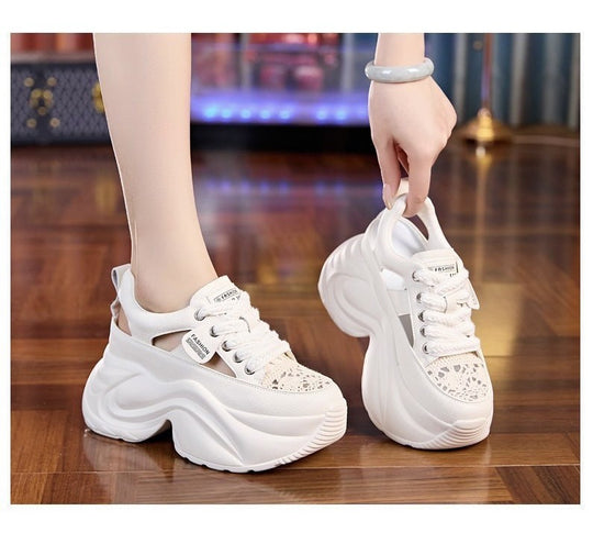 Damen Plateau-Sneaker mit luftiger Oberflächenstruktur und bequemer Dämpfung R&B