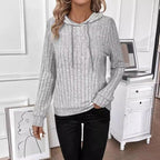 Damen Fleece Kapuzenpulli im Rippdesign R&B