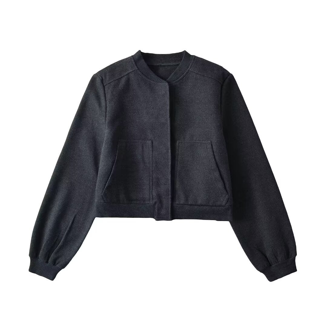Damen lässige cropped Sweatjacke mit Taschen R&B