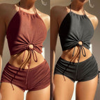 Damen Sportlicher Bikiniset mit raffiniertem Wickeldesign und verstellbaren Trägern R&B
