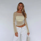 Damen Transparentes Langarmoberteil R&B