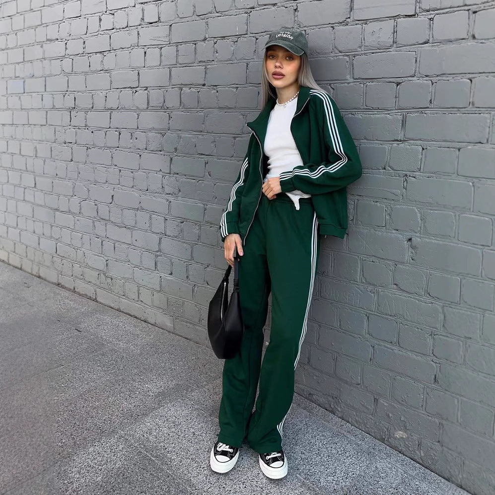 Damen sportliches und elegantes Trainingsanzug mit Reißverschluss R&B
