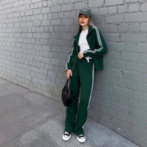 Damen sportliches und elegantes Trainingsanzug mit Reißverschluss R&B
