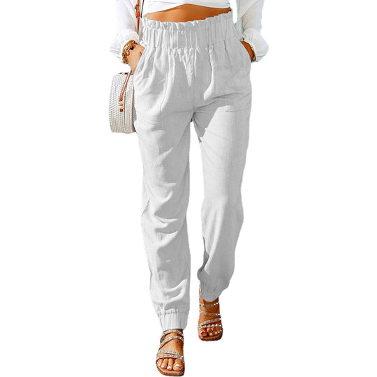 Damen Bequeme und elegante Sommerhose mit elastischem Bund und praktischen Taschen R&B