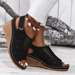 Damen Komfortable Wedge-Sandalen mit luftiger Netzstruktur R&B