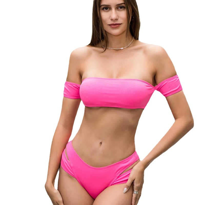 Damen Bandeau-Bikini-Set mit herausnehmbaren Trägern und eleganten Cut-Out-Details R&B