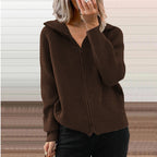 Damen Strickjacke mit Kapuze und strukturiertem Rippdesign R&B