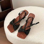 Damen Sling-Sandalen mit dekorativem Knotendesign und elegantem Absatz R&B