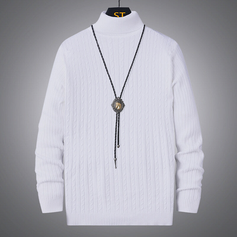 Herren Rollkragenpullover mit strukturiertem Zopfmuster R&B