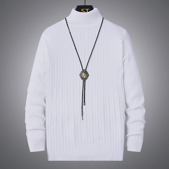 Herren Rollkragenpullover mit strukturiertem Zopfmuster R&B