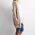 Damen Luftiger Strickcardigan mit offenen Taschen und lässigem Schnitt