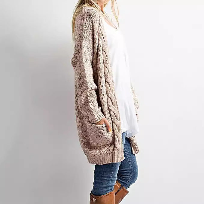 Damen Luftiger Strickcardigan mit offenen Taschen und lässigem Schnitt