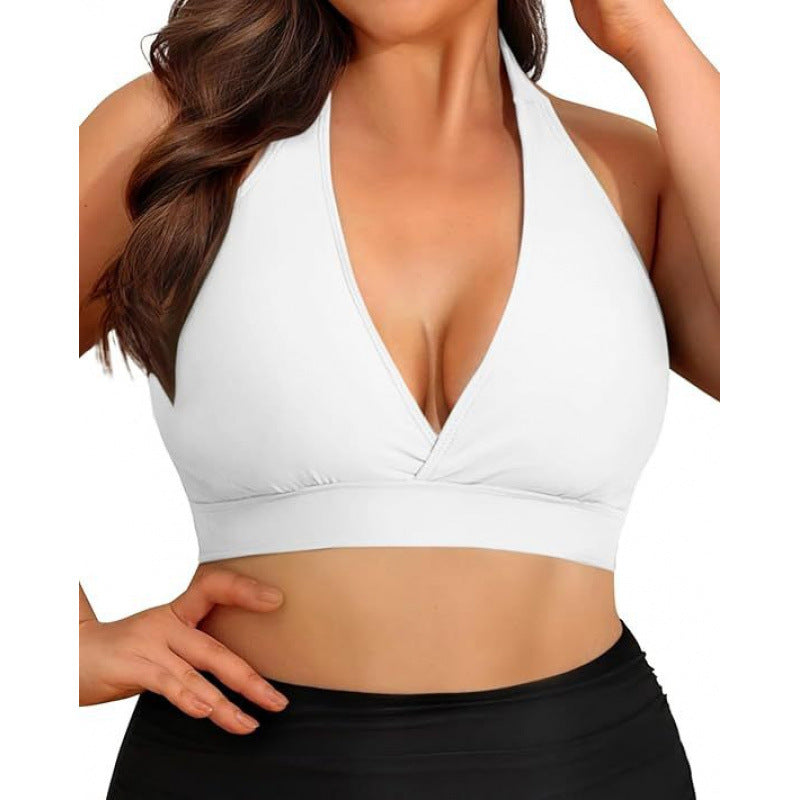 Damen Triangel-Bikini-Oberteil mit tiefem V-Ausschnitt und verstellbaren Trägern R&B