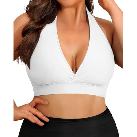 Damen Triangel-Bikini-Oberteil mit tiefem V-Ausschnitt und verstellbaren Trägern R&B