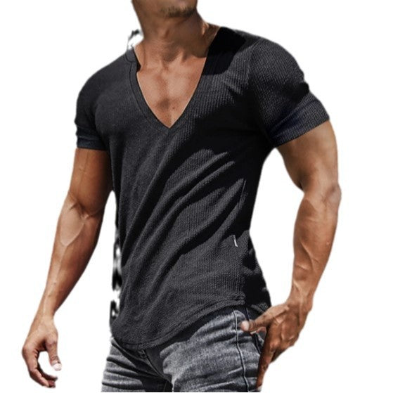 Herren V-Ausschnitt T-Shirt mit strukturierter Oberfläche R&B
