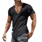 Herren V-Ausschnitt T-Shirt mit strukturierter Oberfläche