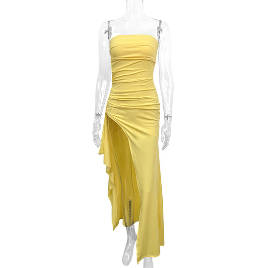 Damen Elegantes trägerloses Abendkleid mit asymmetrischem Schlitz R&B
