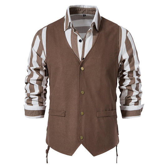 Herren elegante Weste mit feinem Stoff und praktischen Taschen R&B
