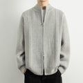Herren Strickjacke mit modernem Zipper und strukturierter Oberfläche