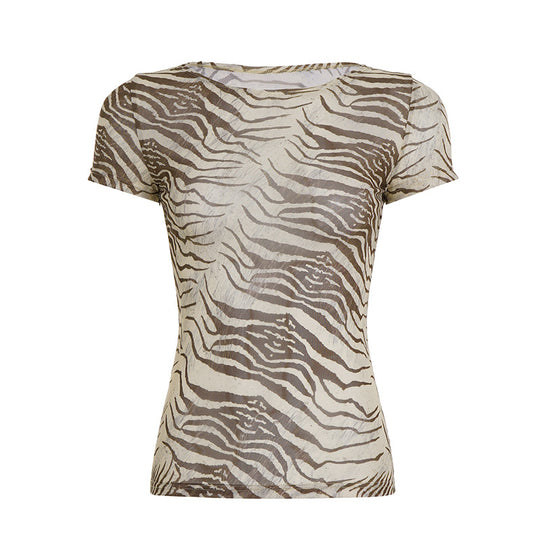 Damen T-Shirt mit dynamischem Zebra-Muster R&B