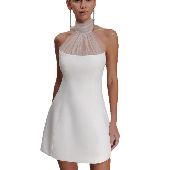 Damen Elegantes Minikleid mit Chiffon-Halsdetail und figurbetontem Schnitt R&B
