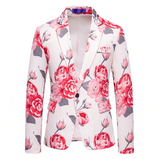 Herren eleganter Blazer mit floralem Design R&B