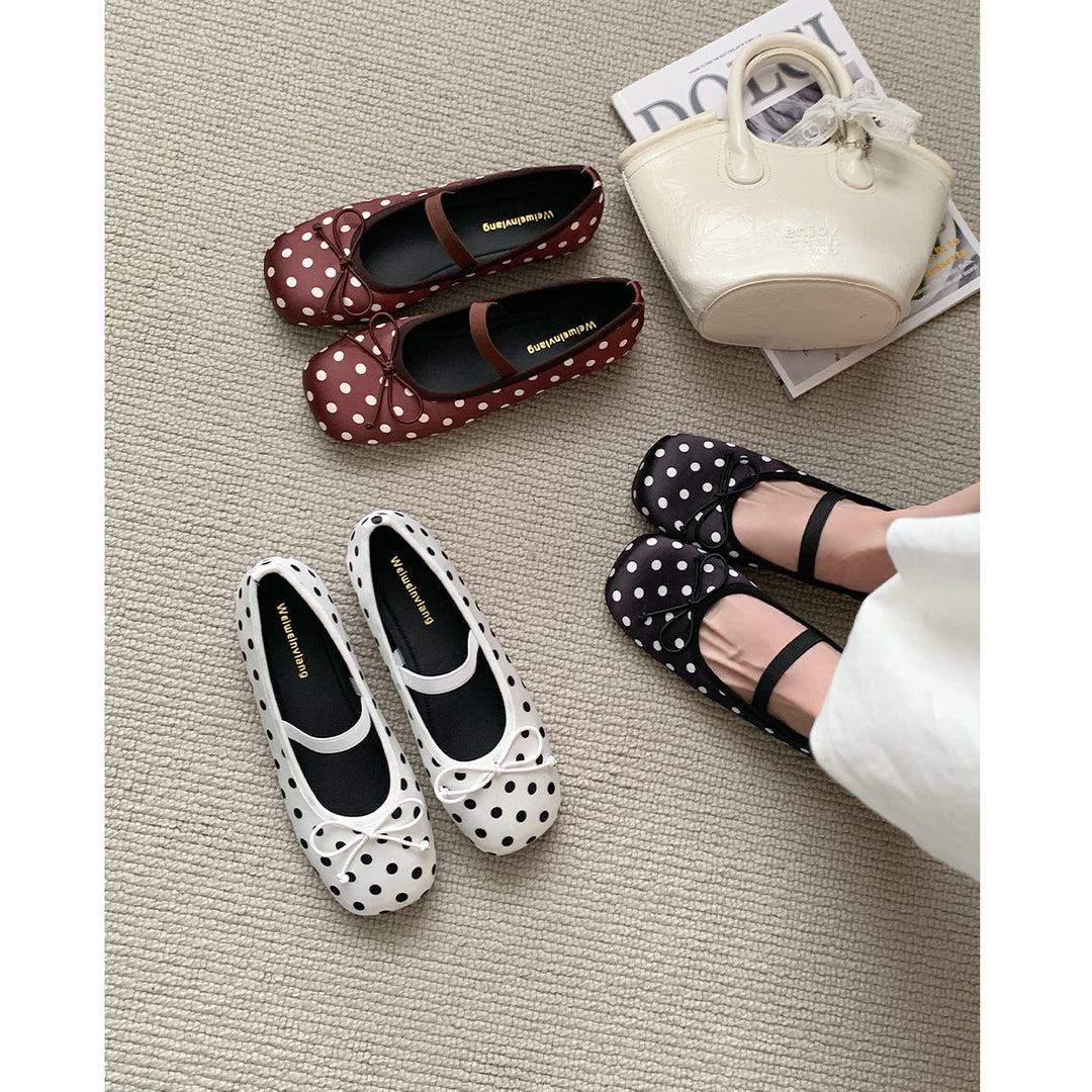 Damen Ballerinas mit modischem Punkte-Design und elastischem Riemen R&B