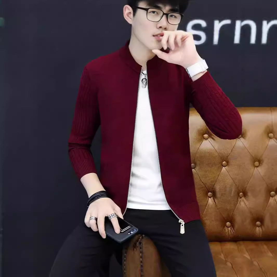 Herren Strickjacke mit modernem Reißverschluss und eleganten Ziernähten