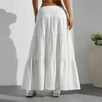 Damen Maxi-Rock mit lässigem Volant-Design und elastischem Bund R&B