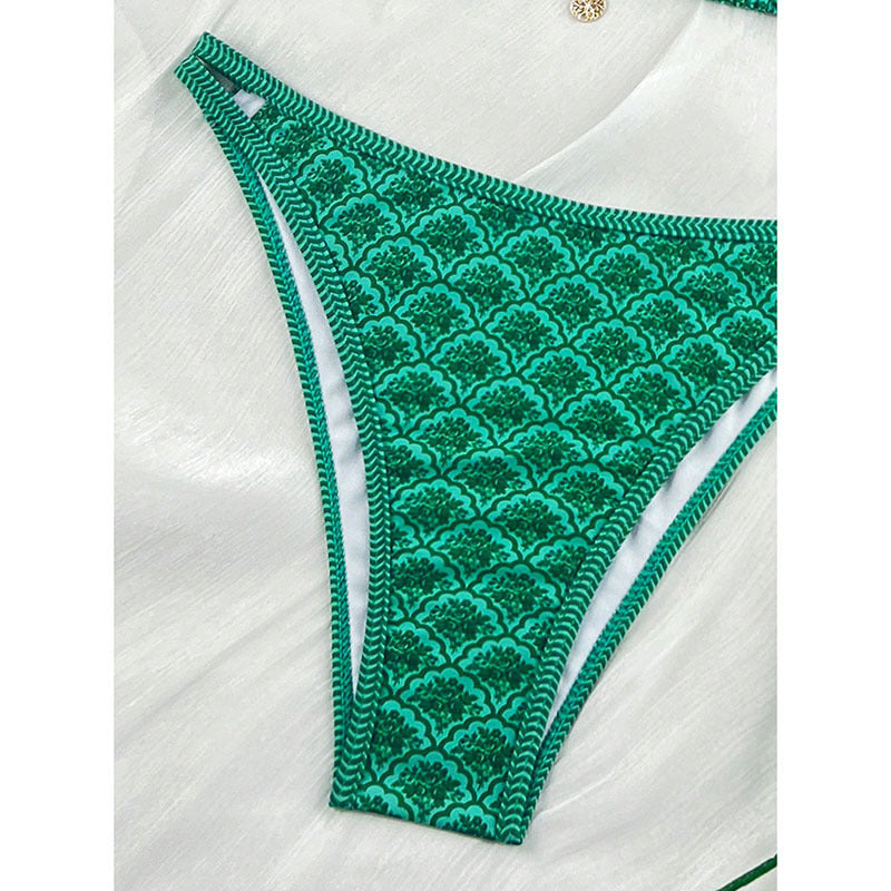 Damen Triangel-Bikini mit dekorativem Muster R&B
