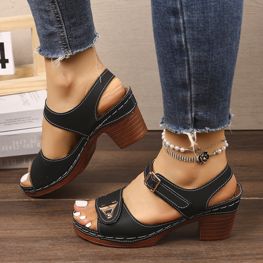 Damen Elegante und bequeme Sandalen mit Blockabsatz R&B