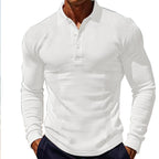 Herren Langarm-Henley-Shirt aus atmungsaktivem Strukturmaterial mit dekorativen Knöpfen R&B