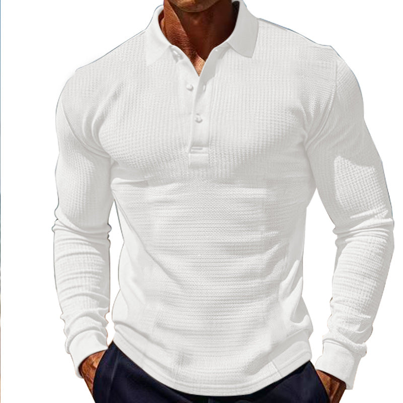 Herren Langarm-Henley-Shirt aus atmungsaktivem Strukturmaterial mit dekorativen Knöpfen R&B