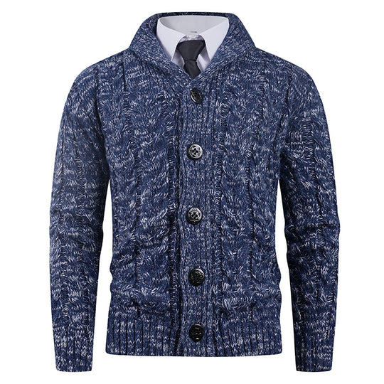 Herren Strickjacke mit Zopfmuster und schickem Schalkragen R&B