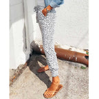 Damen nan lässige Leoparden-Print Jogginghose mit Tunnelzug, Eingrifftaschen und elastischen Bündchen R&B