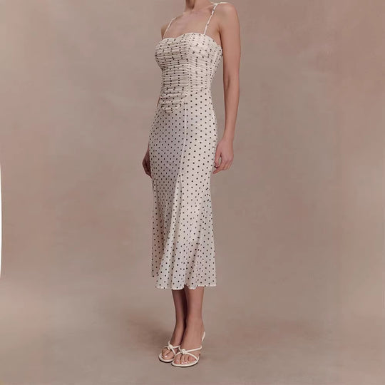 Damen Midi-Party-Kleid mit Rüschendetails und transparenter Stoffstruktur R&B
