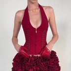 Damen-Haltertop mit raffinierten Zipp-Details und Baumwollmix R&B