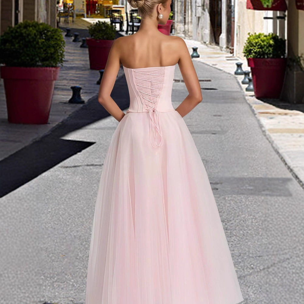 Damen Elegantes A-Linien Brautkleid mit schulterfreier Corsage und voluminösem Tüllrock R&B