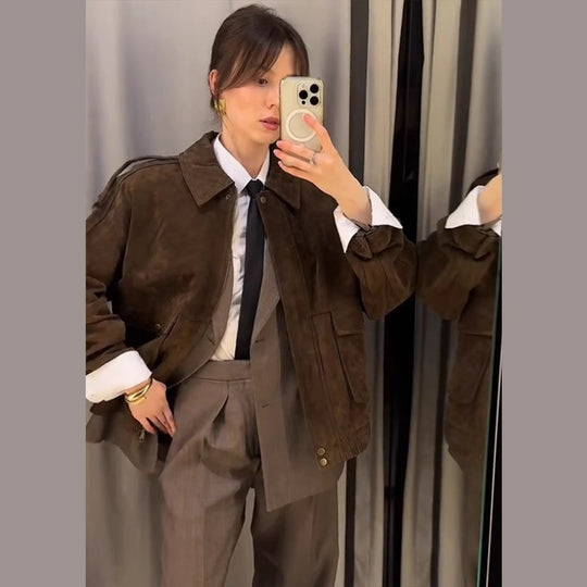 Damen jacke mit zwei großen Taschen und praktischem Reißverschluss R&B