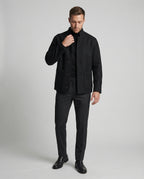 Herren minimalistischer Kurzblazer aus Wollmix mit Rundhalsausschnitt und aufgesetzten Taschen R&B