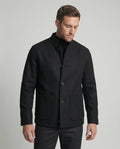 Herren minimalistischer Kurzblazer aus Wollmix mit Rundhalsausschnitt und aufgesetzten Taschen R&B