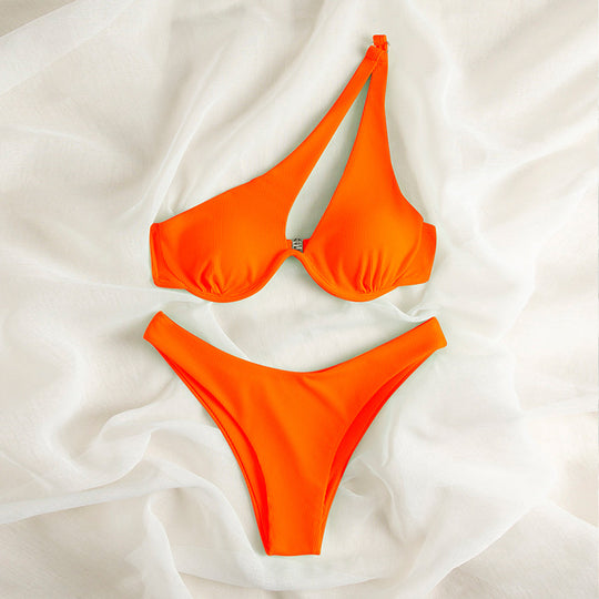 Damen Triangel-Bikini mit asymmetrischem Schnitt und gepolstertem Oberteil R&B
