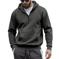 Herren nan Halbzip-Kapuzenpullover im minimalistischen Softshell-Look mit Kängurutasche und Raglanärmeln R&B