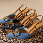 Damen Elegante Slingback-Pumps mit modischem Schnallen-Detail