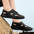 Damen Atmungsaktive Ledersandalen mit rutschfester Sohle und verstellbaren Riemen R&B