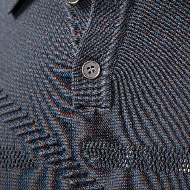 Herren Langarm Poloshirt mit modernem Strukturdesign R&B